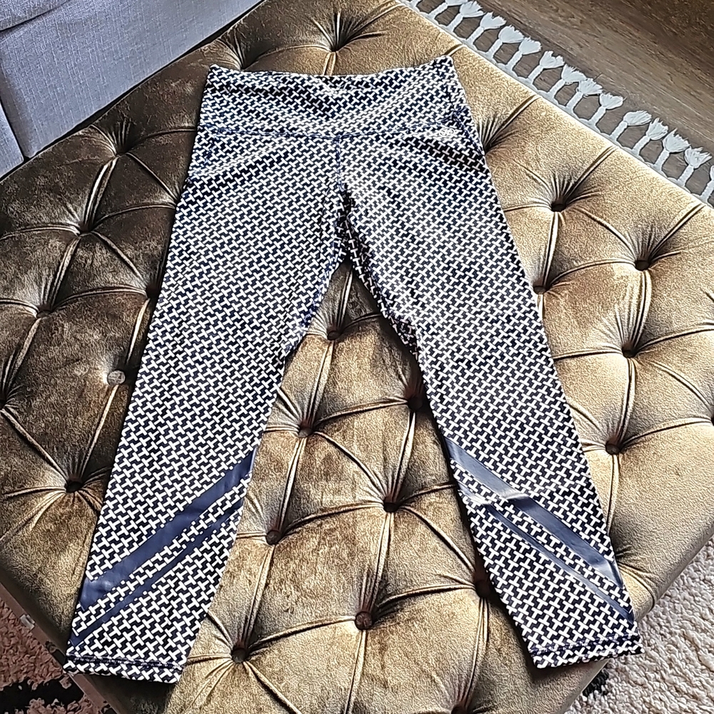Tory Burch Black and White Patterned Leggings